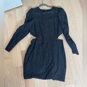 Express Black Lace Long-Sleeve Mini Dress
